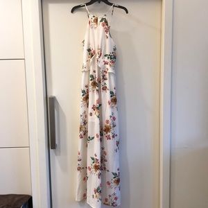 Very J - Floral peplum maxi dress- off white